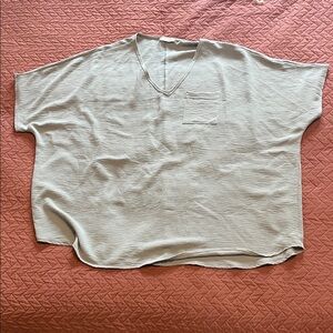 Oversized sage green oversized V-Neck Top